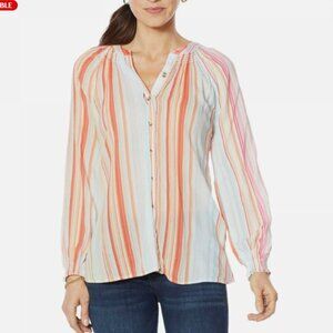 NEW - Philosophy Colorful Striped Button Blouse top Shirt ladies size 3X Orange